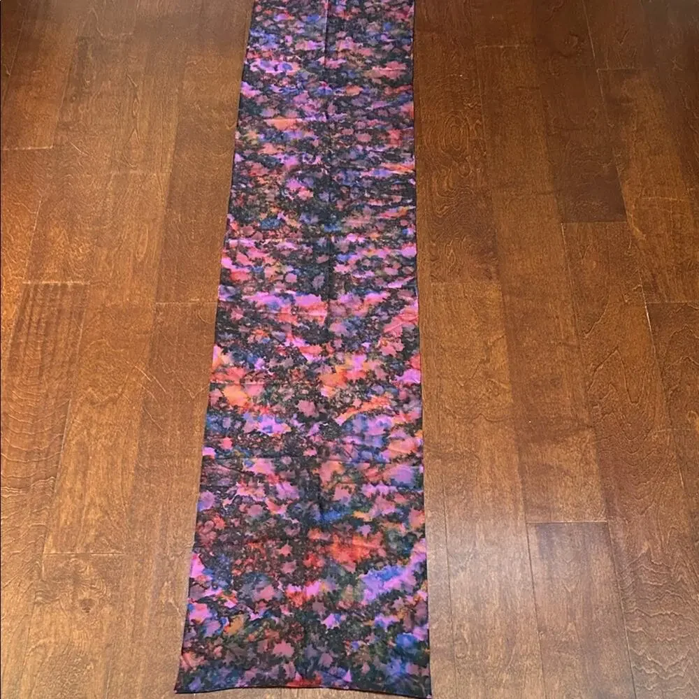 Whimsigoth Vibrant Multicolor Abstract Silk Scarf in Deep Purple Tones